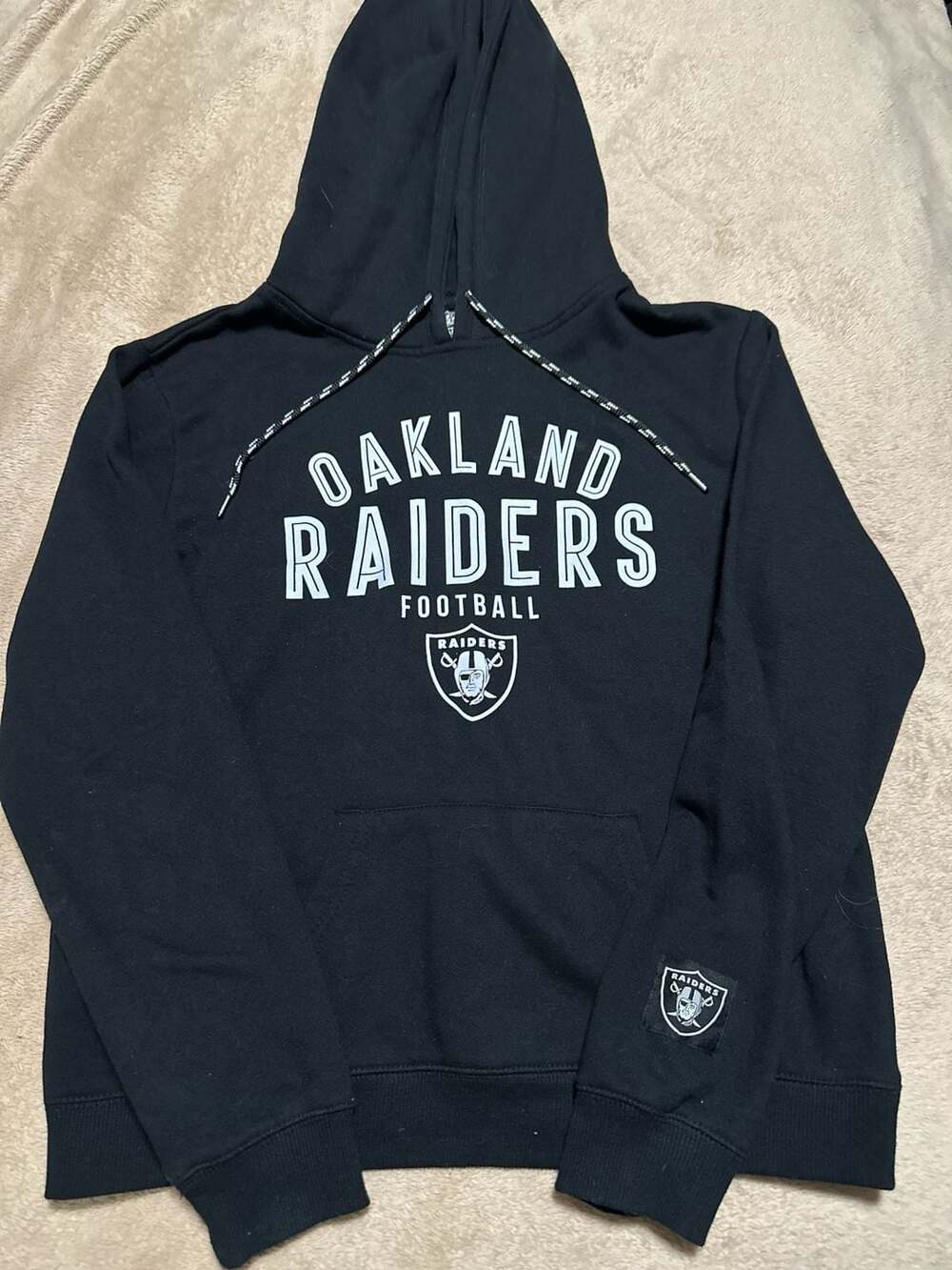 NFL Team Apparel Oakland Raiders Black Pullover Hoodie Sweatshirt Size M